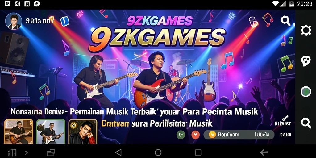 Tampilan gameplay interaktif 9ZKGAMES dengan lagu-lagu favorit.