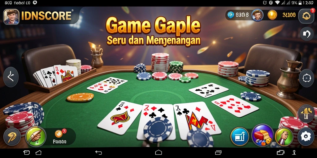 Tampilan gameplay seru dalam aplikasi IDNSCORE Gaple.