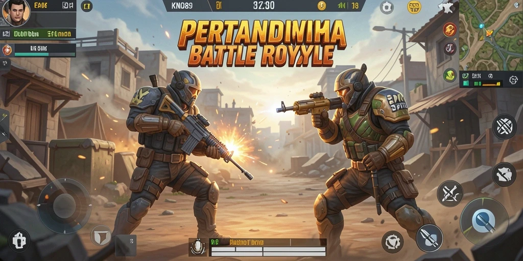 Tangkapan layar KNO89 menampilkan aksi menegangkan dalam pertempuran Battle Royale.