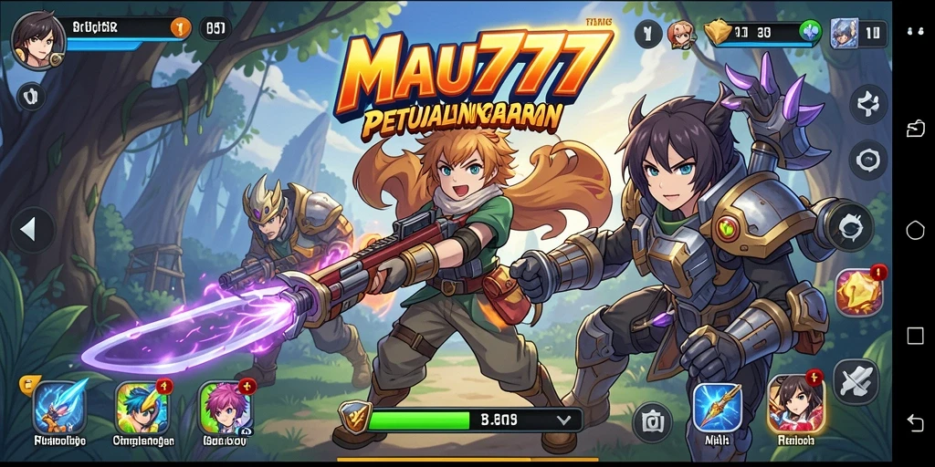 Screenshot gameplay MAU777 menampilkan aksi karakter Anime yang dinamis.