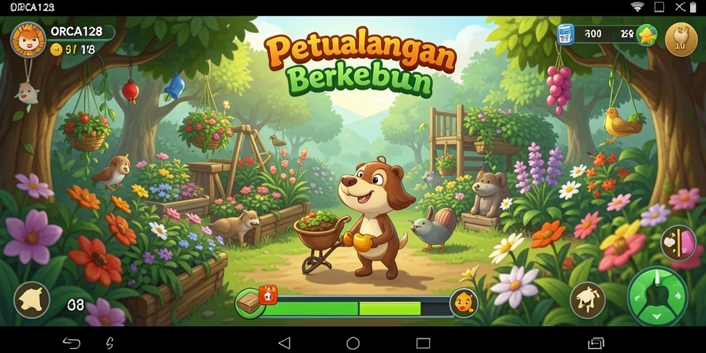 Tampilan dinamis permainan Farm di ORCA128 dengan grafik yang memukau.