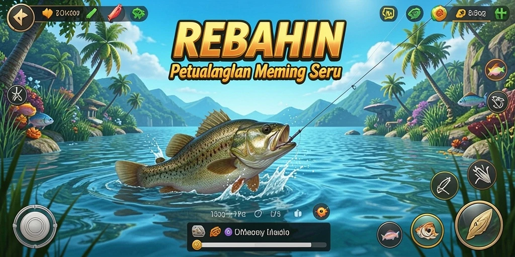 Tangkapan ikan spektakuler dalam gameplay REBAHIN.