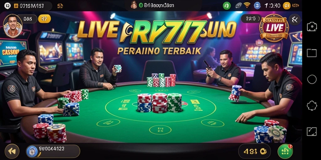 Tampilan gameplay RR777 dengan dealer profesional dan suasana kasino yang nyata.